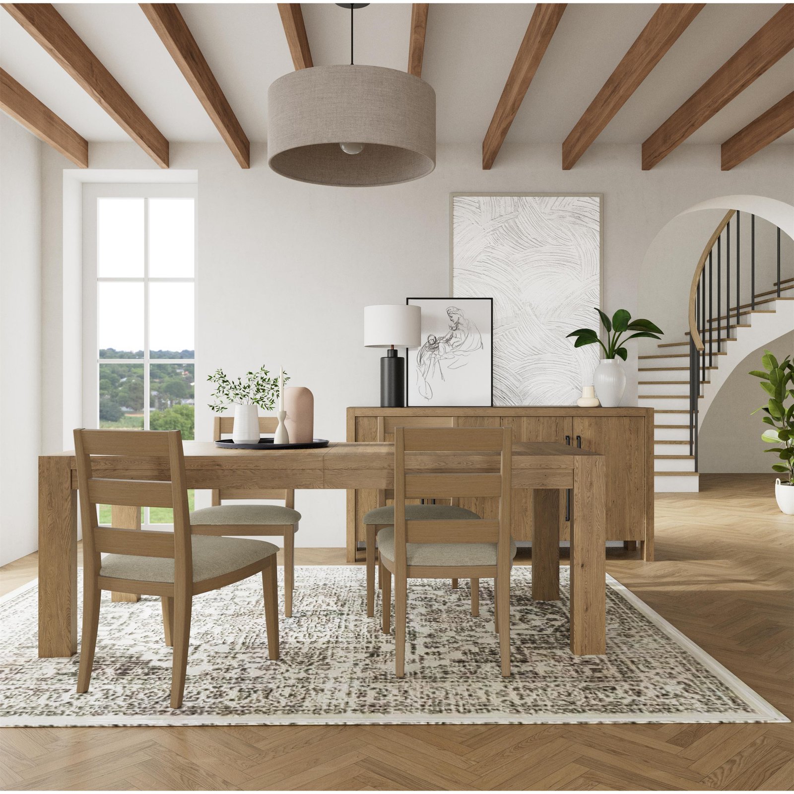 Davie Upholstered Seat Side Chair in Pale Oak - Image 4