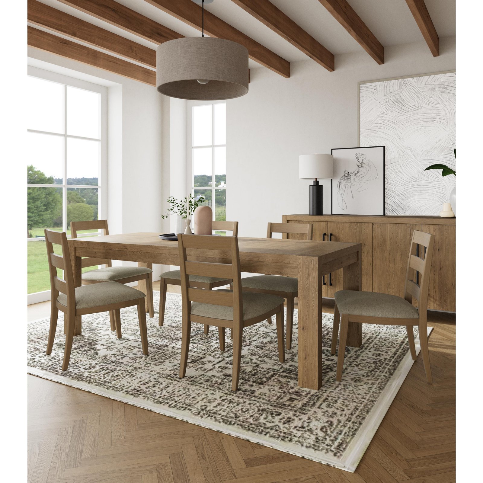 Davie Upholstered Seat Side Chair in Pale Oak - Image 2