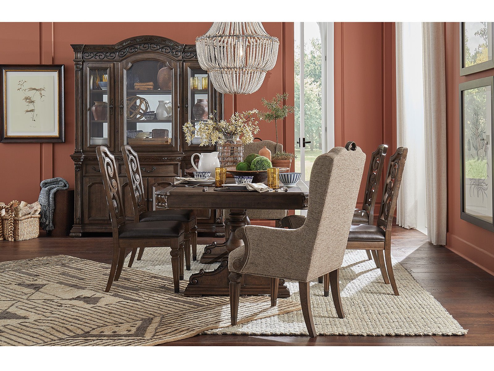 Durango Upholstered Host Arm Chair (2/ctn) in Willadeene Brown - Image 5