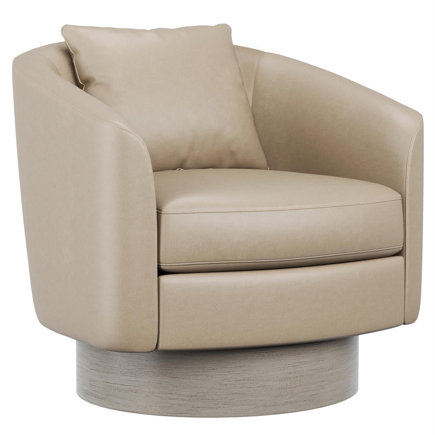 Camino Leather Swivel Chair in Beige - Image 2