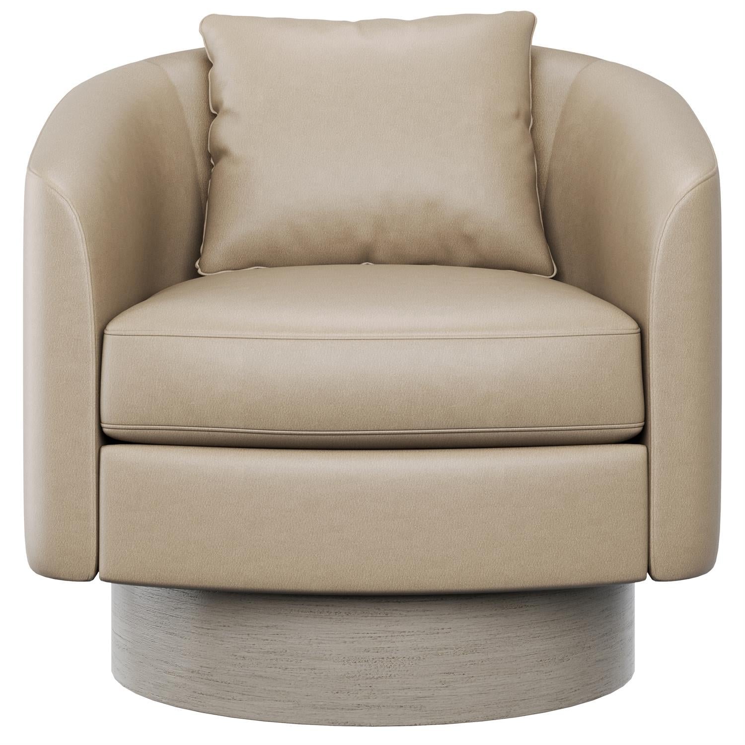 Camino Leather Swivel Chair in Beige