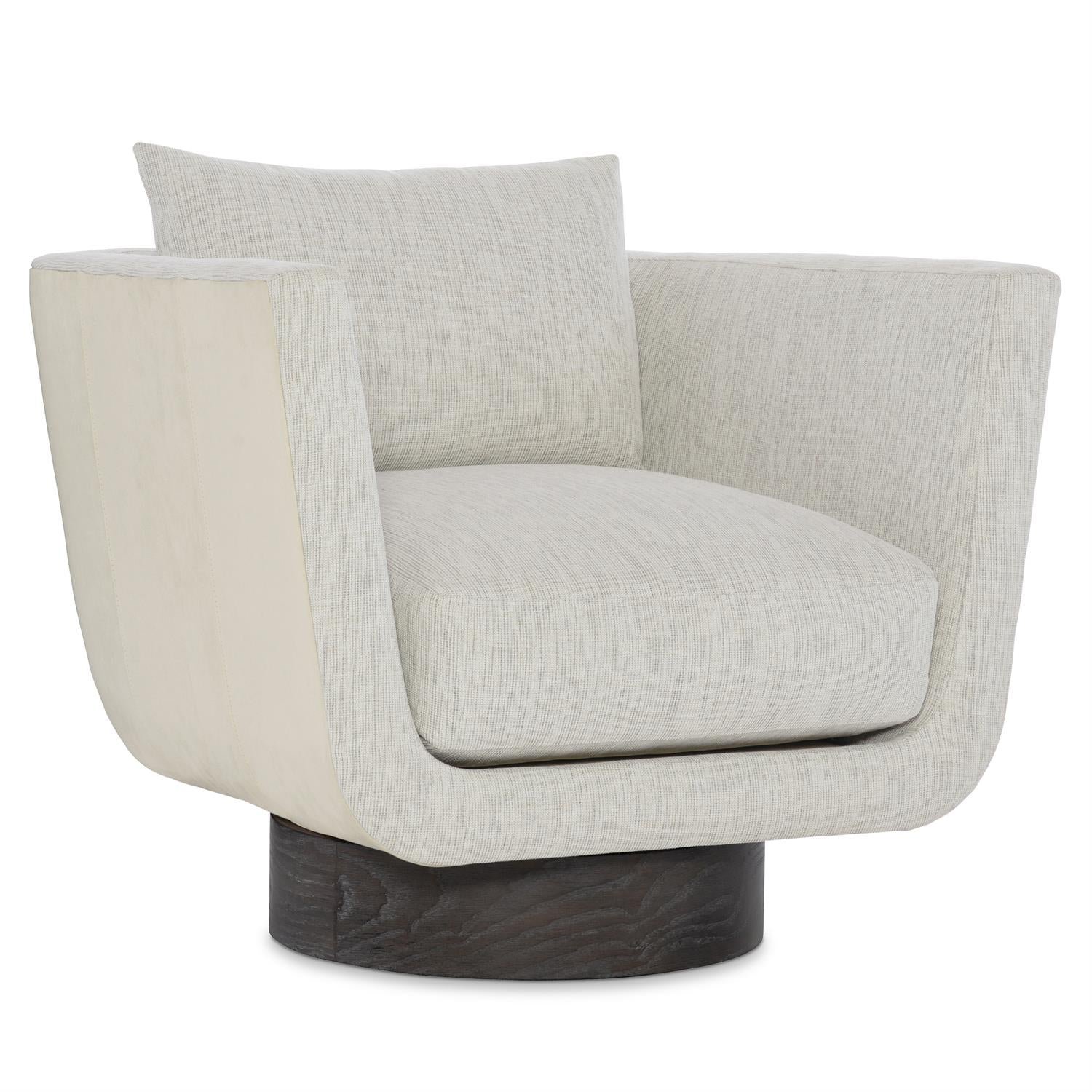 Gemma Leather-Fabric Swivel Chair in Off-White - Image 3