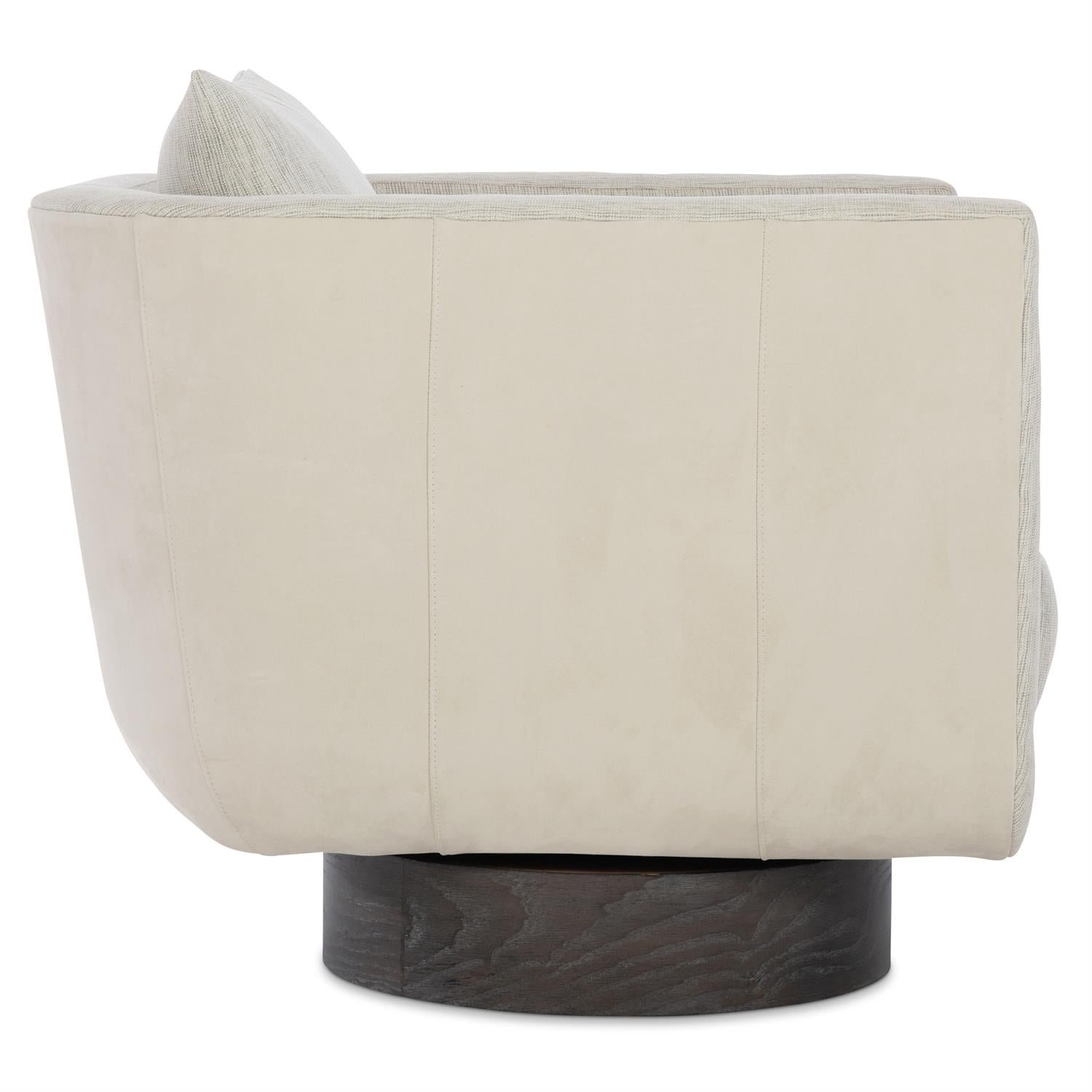 Gemma Leather-Fabric Swivel Chair in Off-White - Image 2