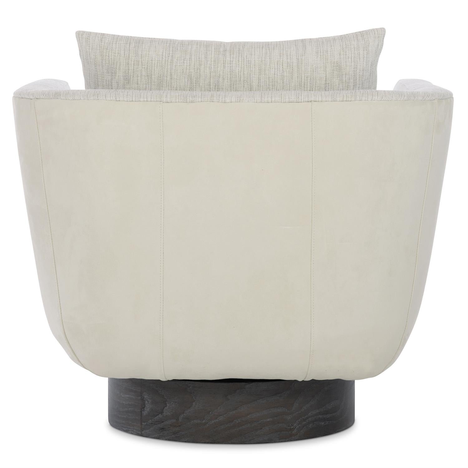 Gemma Leather-Fabric Swivel Chair in Off-White - Image 4